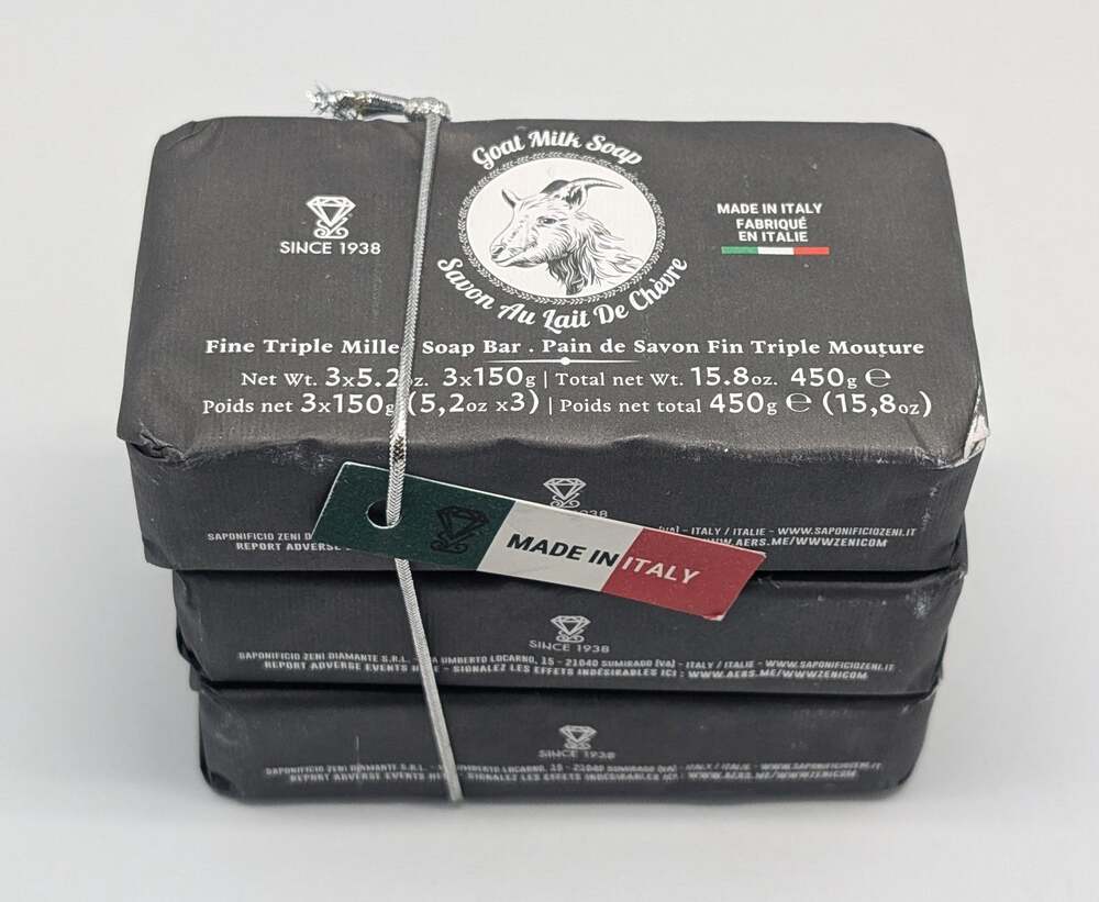 3x 5.2oz Zeni Goat Milk Triple Milled Bar Soap - Made in ITALY - Total 15.8oz